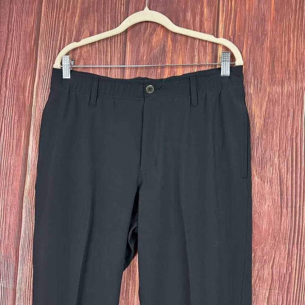Under Armour Black Pants Golf Stretch Waist Tapered Leg Mens Size 34 x 32 in